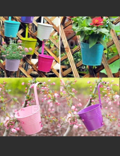 10PCS Hanging Flower Pots Iron Garden Plant Pot Balcony Planter Detachable Hook