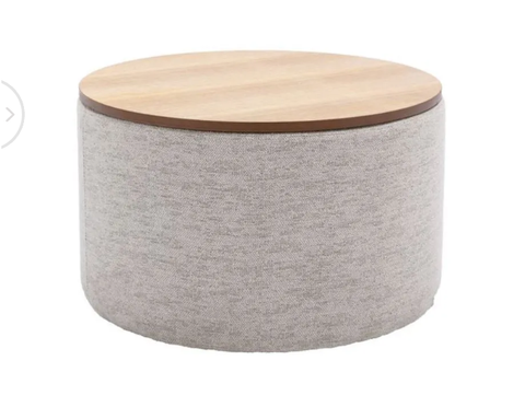 Round Upholstered Short Side Table/Ottoman Storage Coffee Tray Lamp Plant Stand