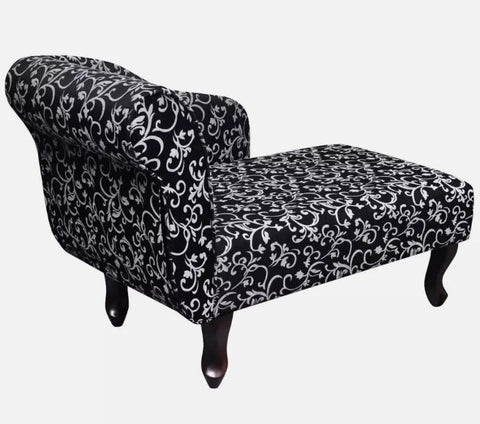chaise lounge with floral pattern fabric black