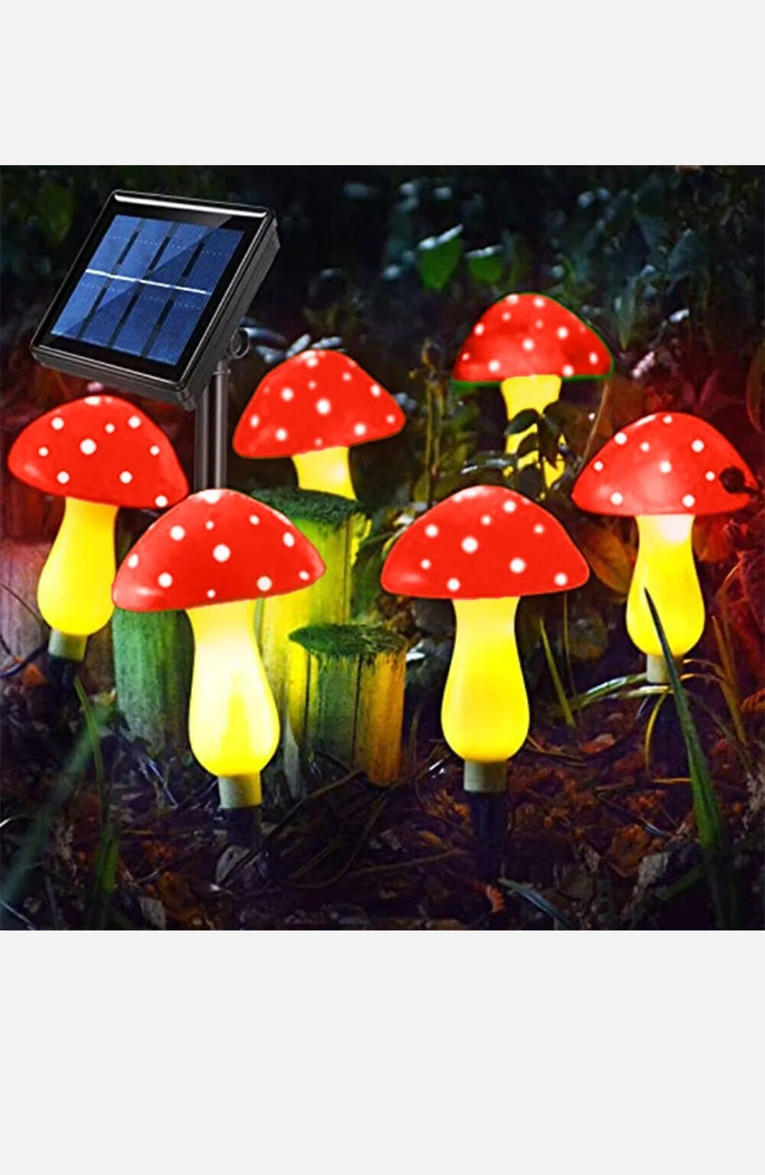 Solar Mushroom Fairy String Light LED Outdoor Garden Ornament Statues Yard Decor