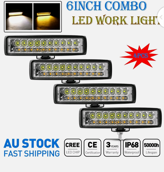 4x 6'' Inch CREE LED Work Light Bar Combo Offroad SUV 4WD Driving Reverse Lamp - Bright Tech Home