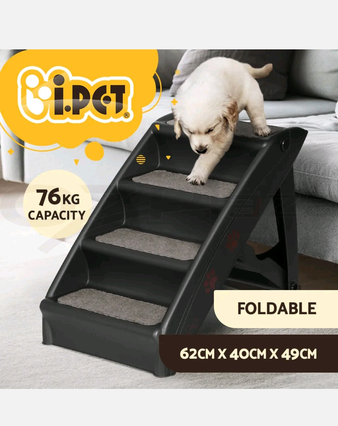 i.Pet Dog Ramp Steps For Bed Sofa Car Pet Stairs Ladder Indoor Foldable Portable