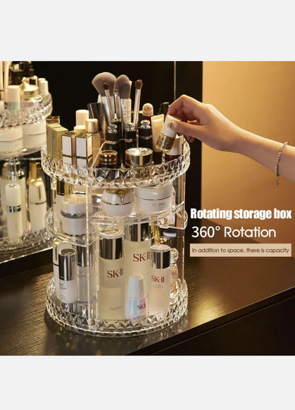 Acrylic Makeup Organiser 360° 3 Layer Rotating Clear Cosmetics Holder Storage AU