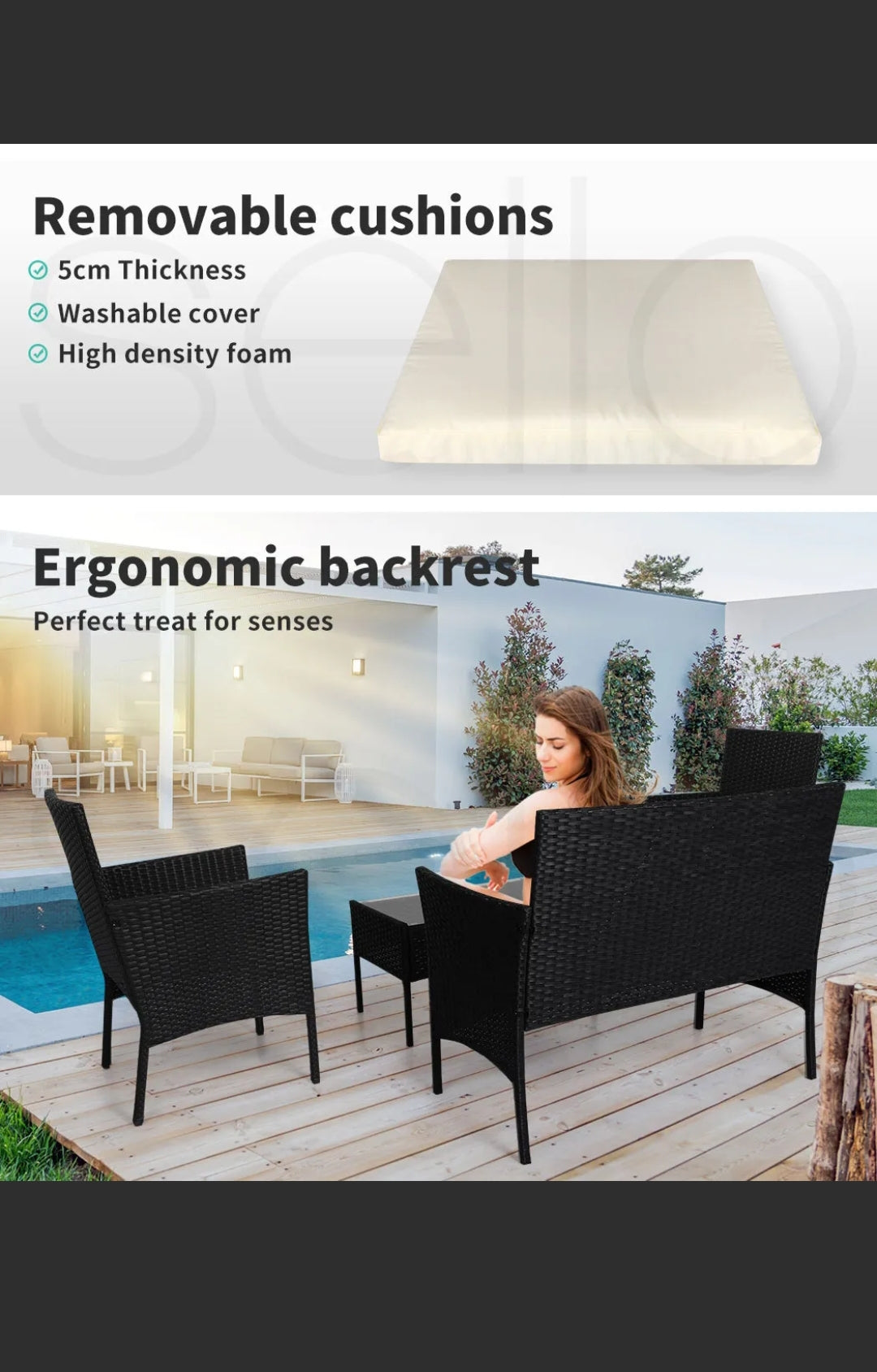 Levede 4PCS Outdoor Furniture Setting Patio Garden Table Chair Set Wicker Lounge