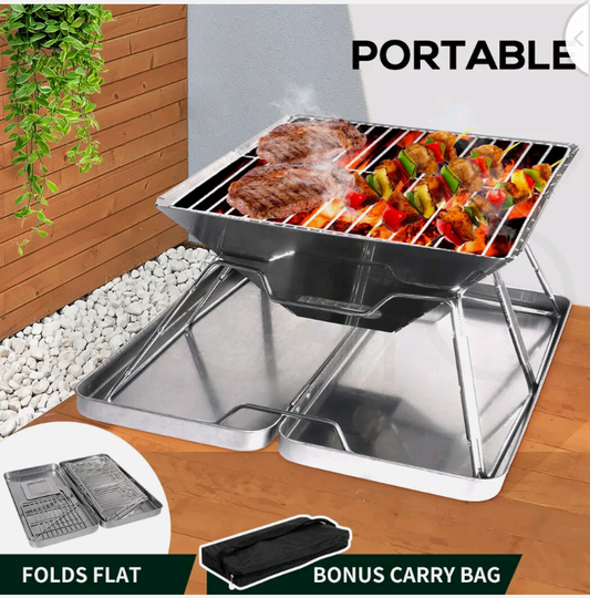 Charcoal BBQ Grill Foldable Barbecue Portable Outdoor Steel Roast Camping Smoker