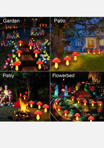 Solar Mushroom Fairy String Light LED Outdoor Garden Ornament Statues Yard Decor