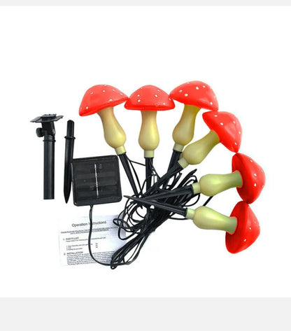 Solar Mushroom Fairy String Light LED Outdoor Garden Ornament Statues Yard Decor