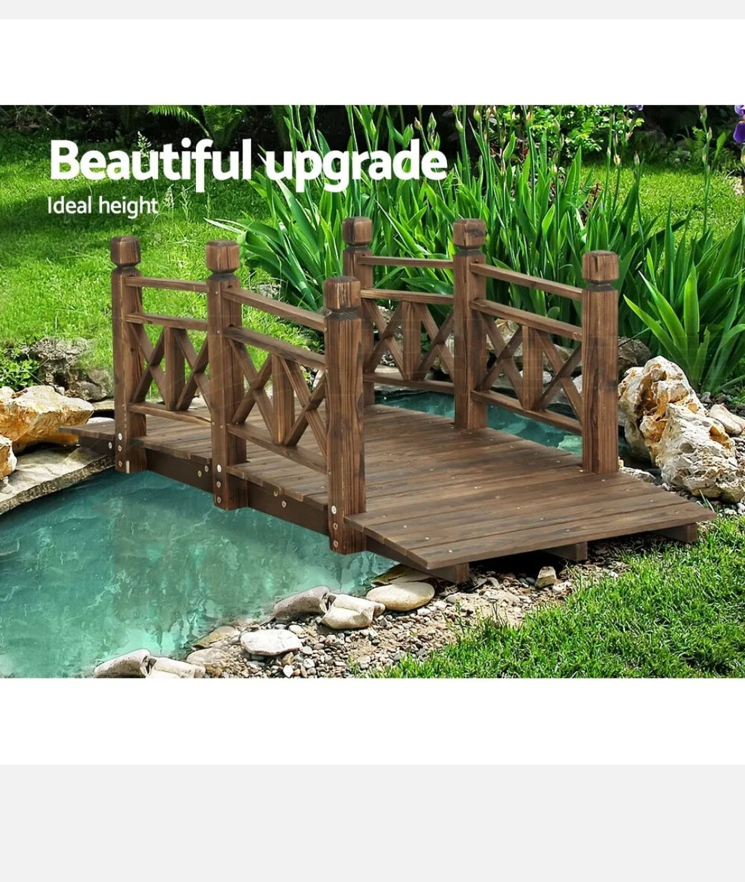 Gardeon Garden Ornaments Wooden Rustic Bridge Decor Outdoor Decoration Yard