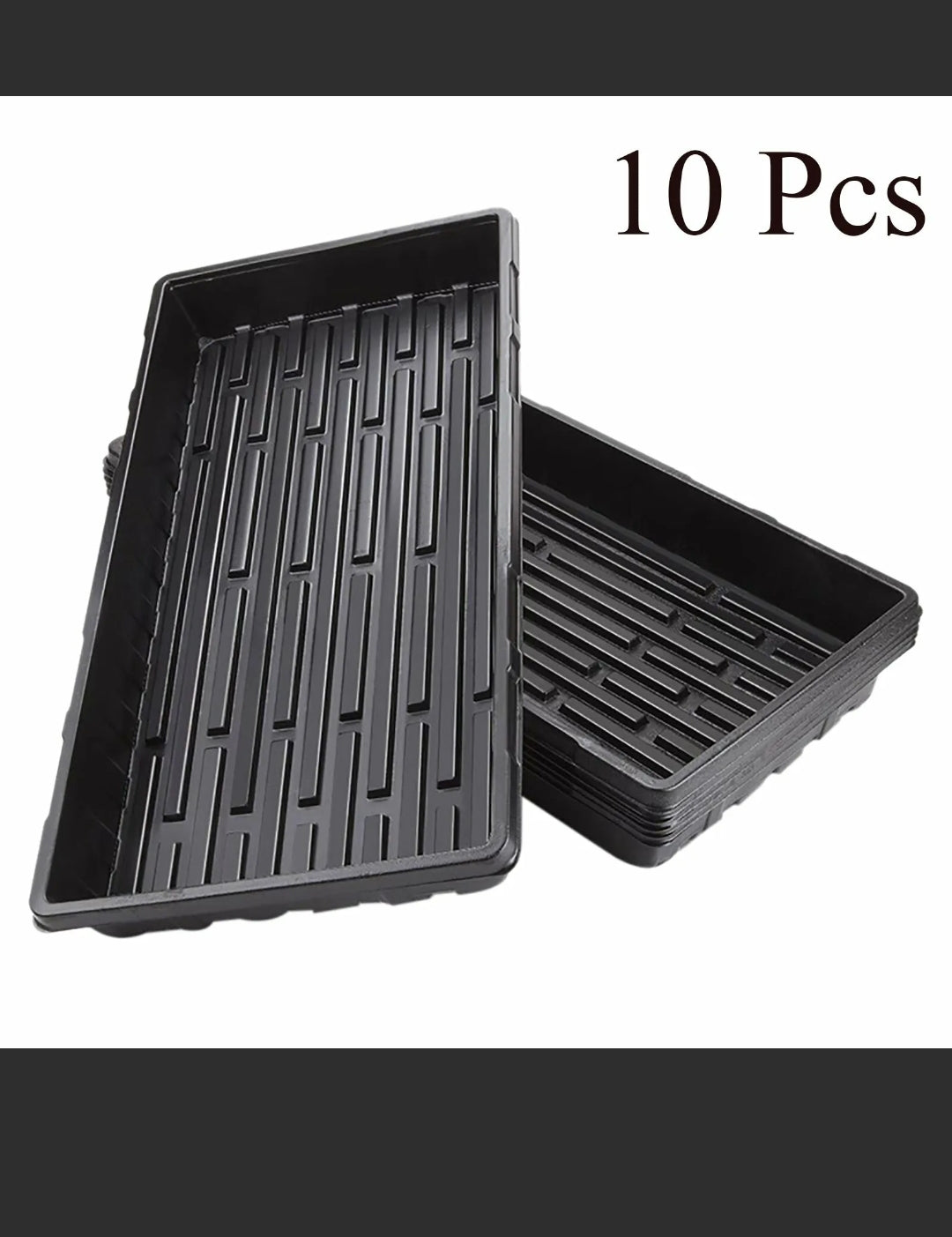 10 Pcs Garden Black Plastic Rectangle Plant Seedling Propagation Seeding Tray AU