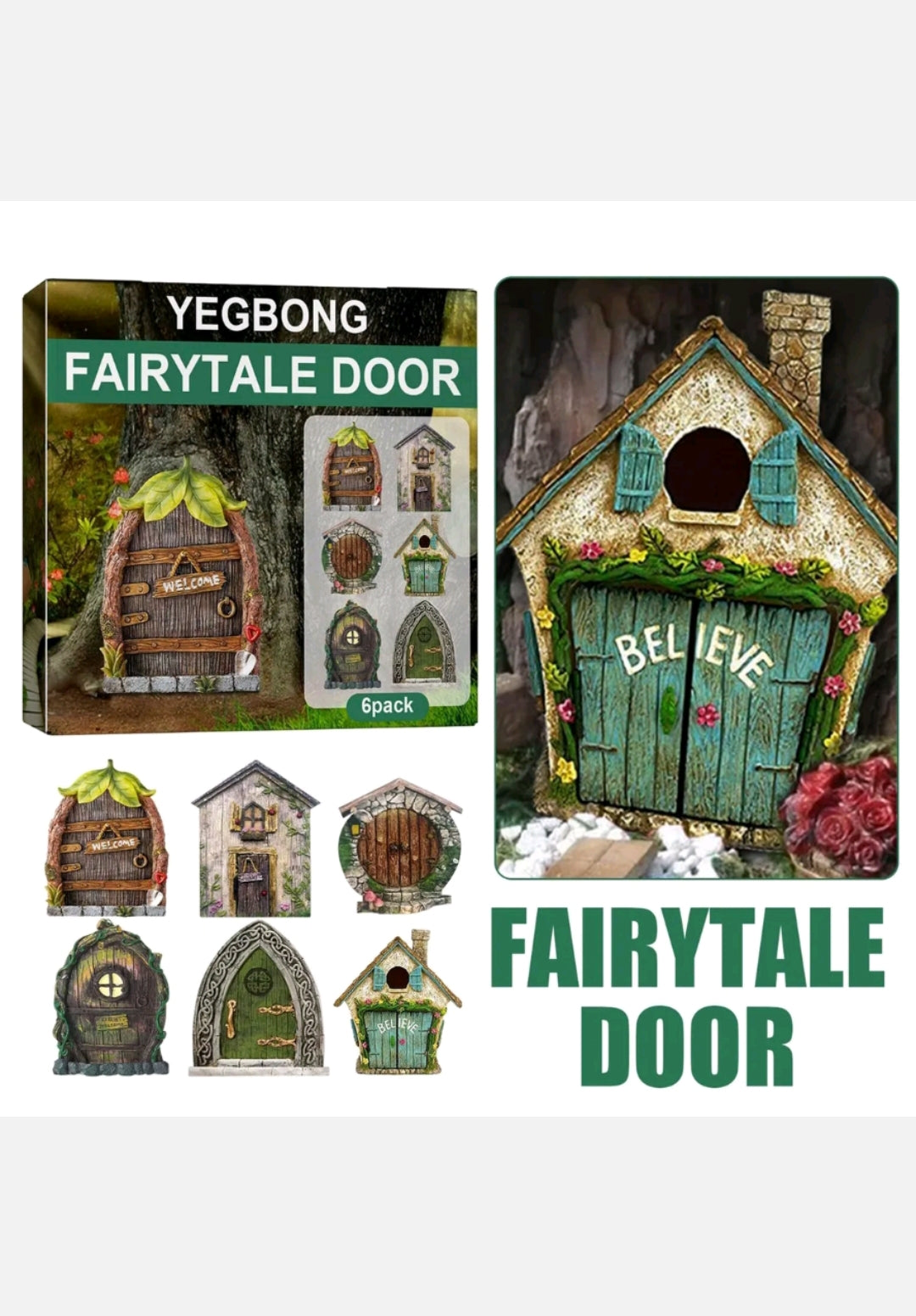 6PCS Miniature Fairy Door Garden Gnome Yard Art Sculpture Home Decoration New