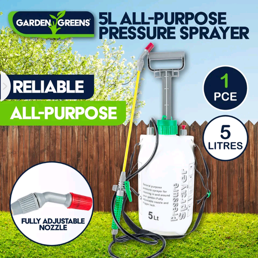 Garden Greens 5L  Pressure Sprayer Easy Pump Adjustable Nozzle On/Off Trigger