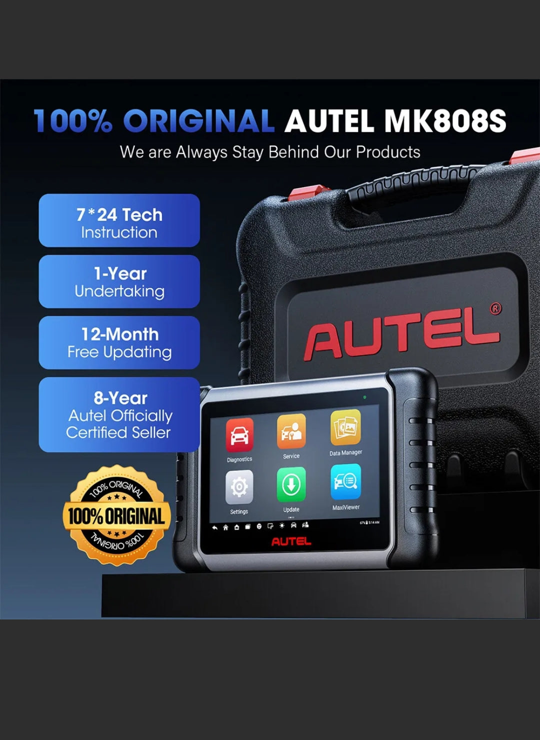 Autel MaxiCOM MK808S OBD2 Auto Scan Tool Diagnostic Scanner Active Test UP MX808