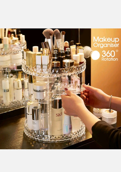 Acrylic Makeup Organiser 360° 3 Layer Rotating Clear Cosmetics Holder Storage AU