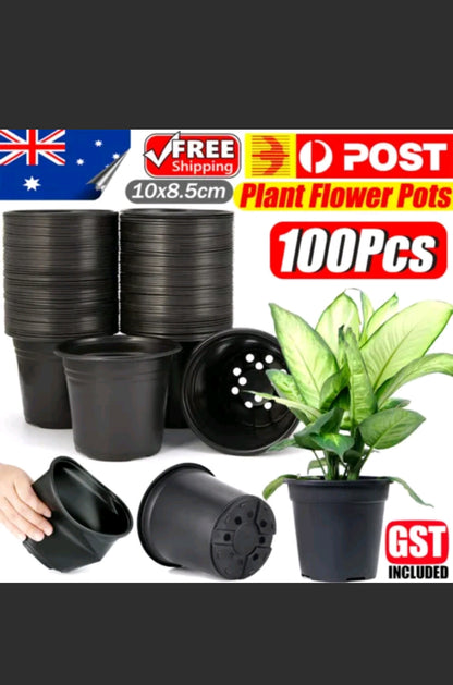 100x Plastic Plant Flower Pots Nursery Seedlings Growing Garden Black Plant Pots