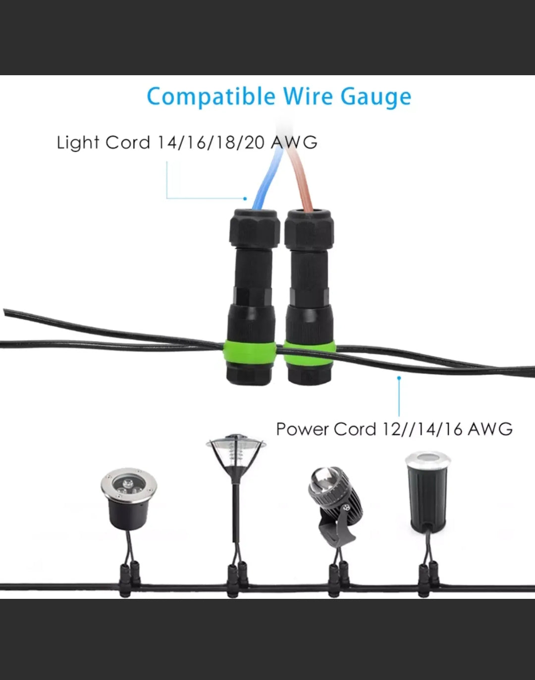 10X Garden Landscape Light Quick Connectors Waterproof Joiner Outdoor Lighting