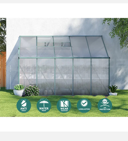 Greenfingers Greenhouse Aluminium Green House Garden Shed Polycarbonate 3x1.27M