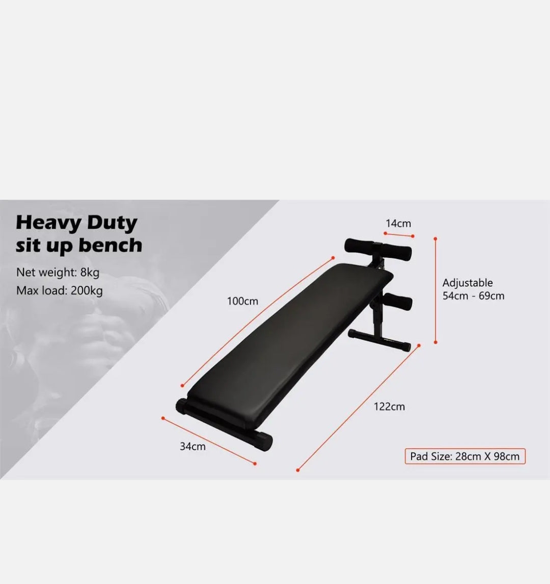 Adjustable Sit Up Bench - Crunch Fitness Exercise Press Home Gym Equipmente