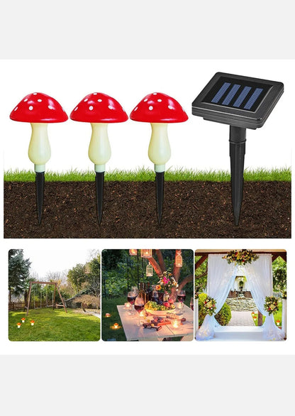 Solar Mushroom Fairy String Light LED Outdoor Garden Ornament Statues Yard Decor