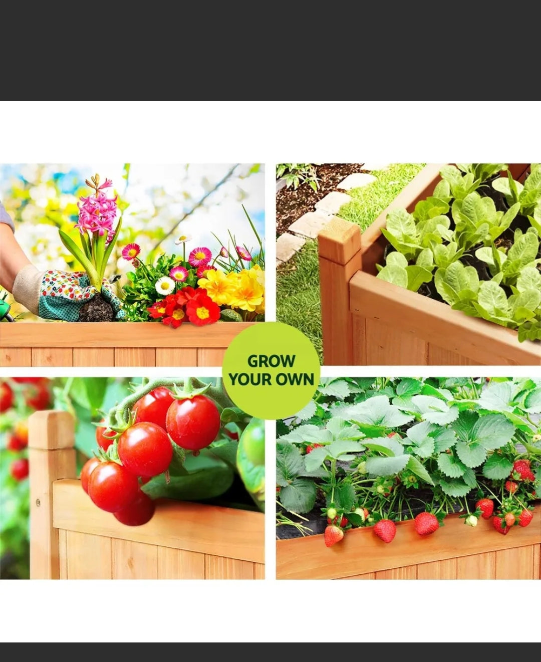 Greenfingers Garden Bed Raised Wooden Planter Box Vegetables 60x30x33cm