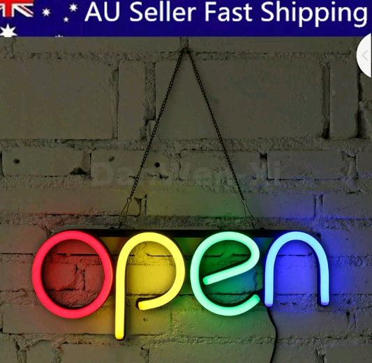 OPEN LED Neon Sign Tube Light Art Craft Visual Artwork Bar Pub Club Wall  Light