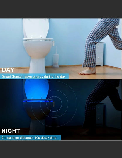 Toilet Night Light LED Motion Activated Sensor Bathroom Bowl Lamp 8 Color