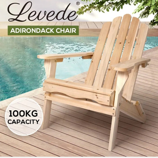 Levede Adirondack Chair Outdoor Furniture Beach Chairs Wooden Patio Garden Deck