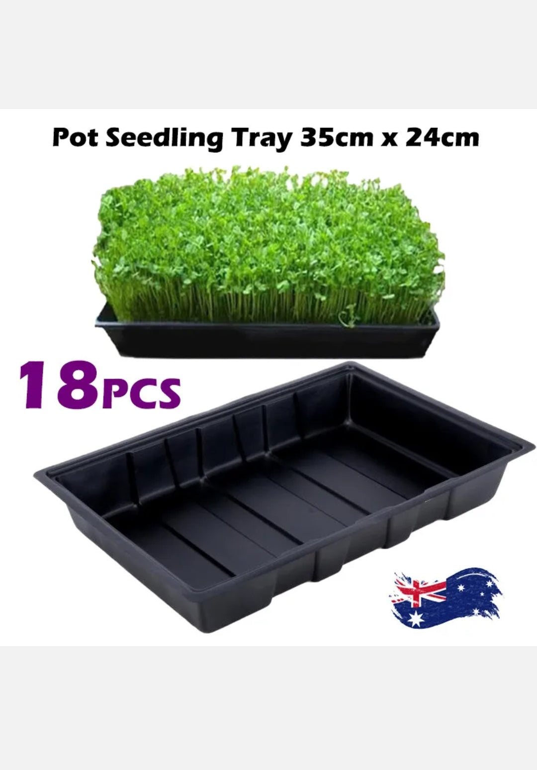 18Pcs Garden Black Plastic Rectangle Plant Seedling Propagation Seeding Tray NEW