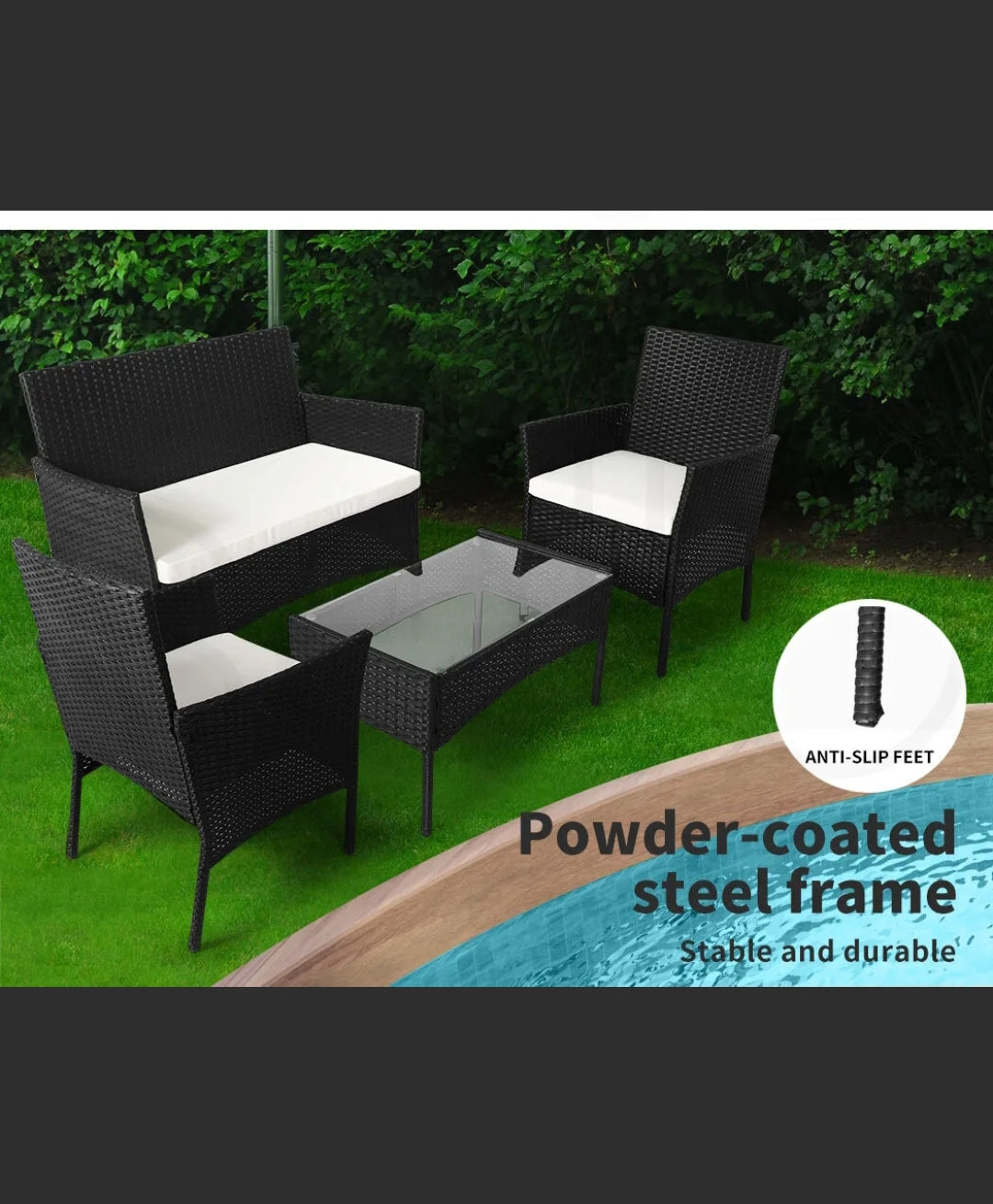 Levede 4PCS Outdoor Furniture Setting Patio Garden Table Chair Set Wicker Lounge