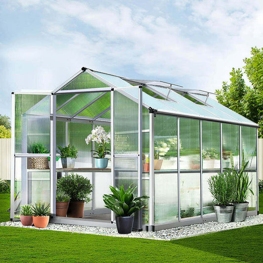 greenfingers greenhouse aluminium green house garden shed greenhouses 3.08x2.5m