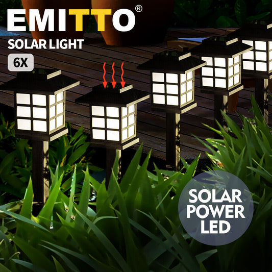 EMITTO 6x LED Solar Power Garden Lights Landscape Path Lawn Yard Lamp Outdoor