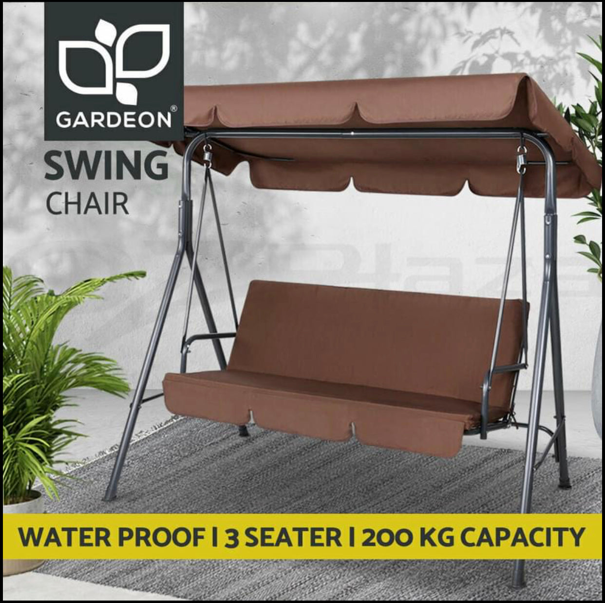 Gardeon Outdoor Swing Chair Hammock 3 Seater Garden Canopy Bench Seat Cushion - Bright Tech Home