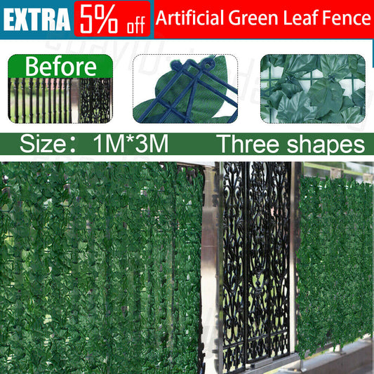 3x1M Artificial Faux Ivy Leaf Privacy Fence Screen Hedge Cover Home Garden Deco - Bright Tech Home