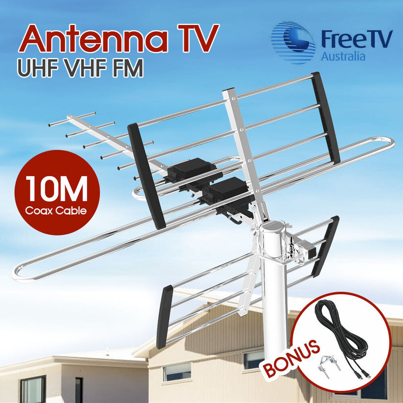 Digital TV Outdoor Antenna Aerial UHF VHF FM AUSTRALIAN Signal Amplifier Booster - Bright Tech Home