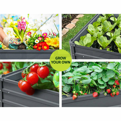 Greenfingers Garden Bed 2x Galvanised Steel Raised Planter 130 x 130 x 46cm - Bright Tech Home