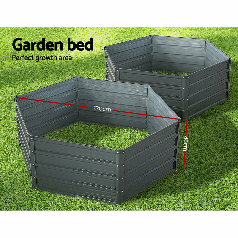 Greenfingers Garden Bed 2x Galvanised Steel Raised Planter 130 x 130 x 46cm - Bright Tech Home