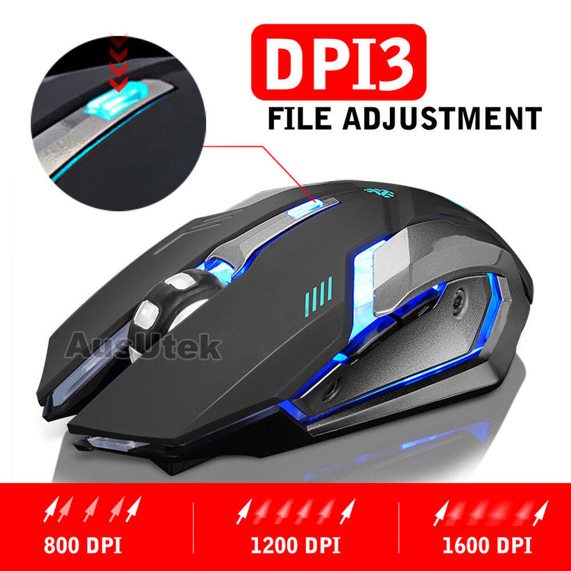 2.4GHz Wireless Rechargeable USB Optical Ergonomic LED Light Gaming Mouse - Bright Tech Home