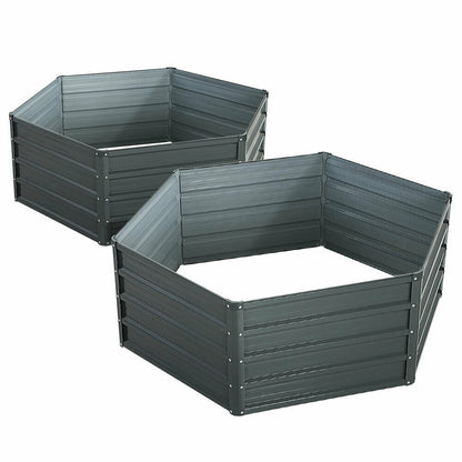 Greenfingers Garden Bed 2x Galvanised Steel Raised Planter 130 x 130 x 46cm - Bright Tech Home