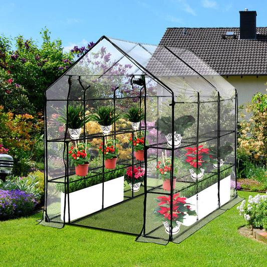 3 Tier Walk In Greenhouse Garden Shed PVC Cover Film Tunnel Green House Plant - Bright Tech Home