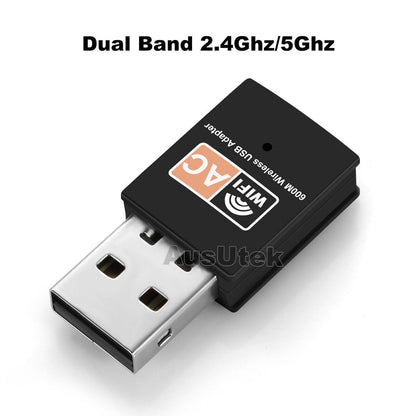 Dual Band 600Mbps USB WiFi Wireless Dongle AC600 Lan Network Adapter 2.4GHz 5GHz - Bright Tech Home