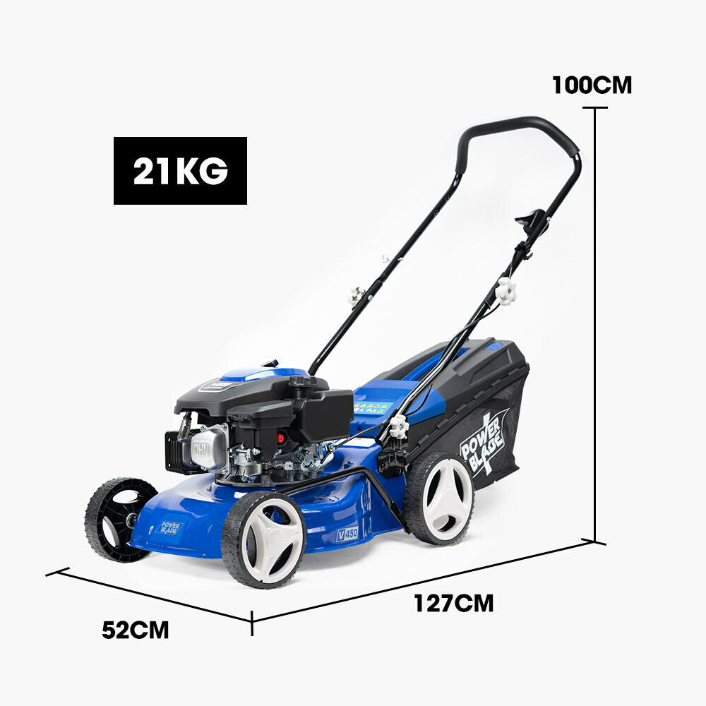 POWERBLADE 17" Lawn Mower 139cc Petrol Powered Lawnmower 4 Stroke Steel Push