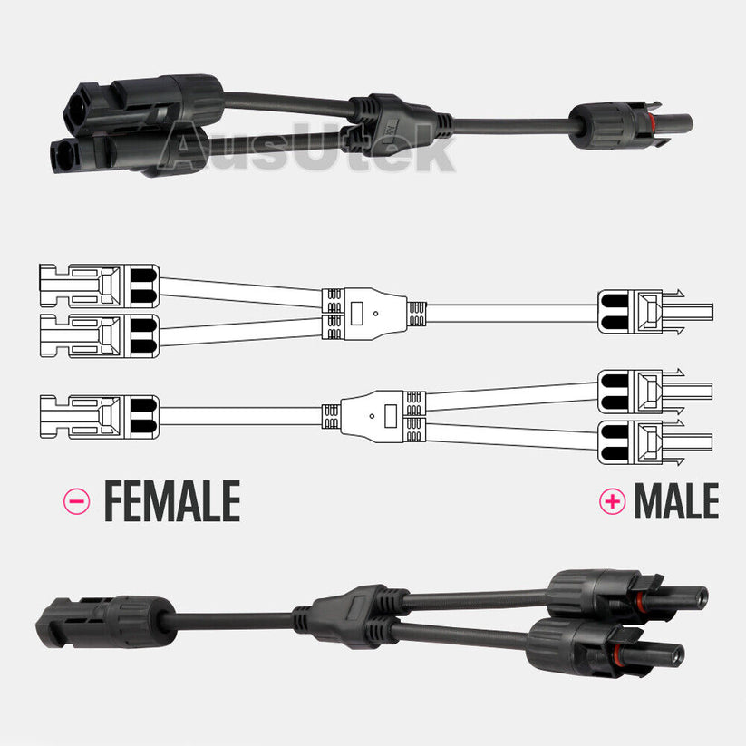 1 Pair Solar Y Connector Cable Plug Inline Solar PV Panel IP67 2 connection AU - Bright Tech Home