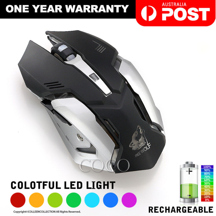 2.4GHz Wireless Rechargeable USB Optical Ergonomic LED Light Gaming Mouse - Bright Tech Home