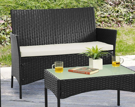 4pc Lounge Dining Set Outdoor Furniture Rattan Wicker Chair Table Garden Patio B - Bright Tech Home