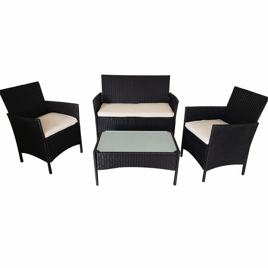 4pc Lounge Dining Set Outdoor Furniture Rattan Wicker Chair Table Garden Patio B - Bright Tech Home