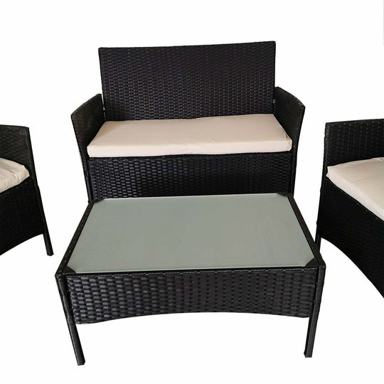 4pc Lounge Dining Set Outdoor Furniture Rattan Wicker Chair Table Garden Patio B - Bright Tech Home