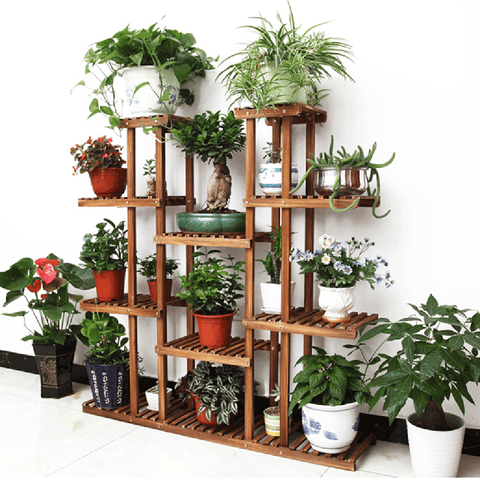Higher Widen 115cm Height Wood Plant Stand Shelf Bonsai Artworks Exhibition Rack - Bright Tech Home