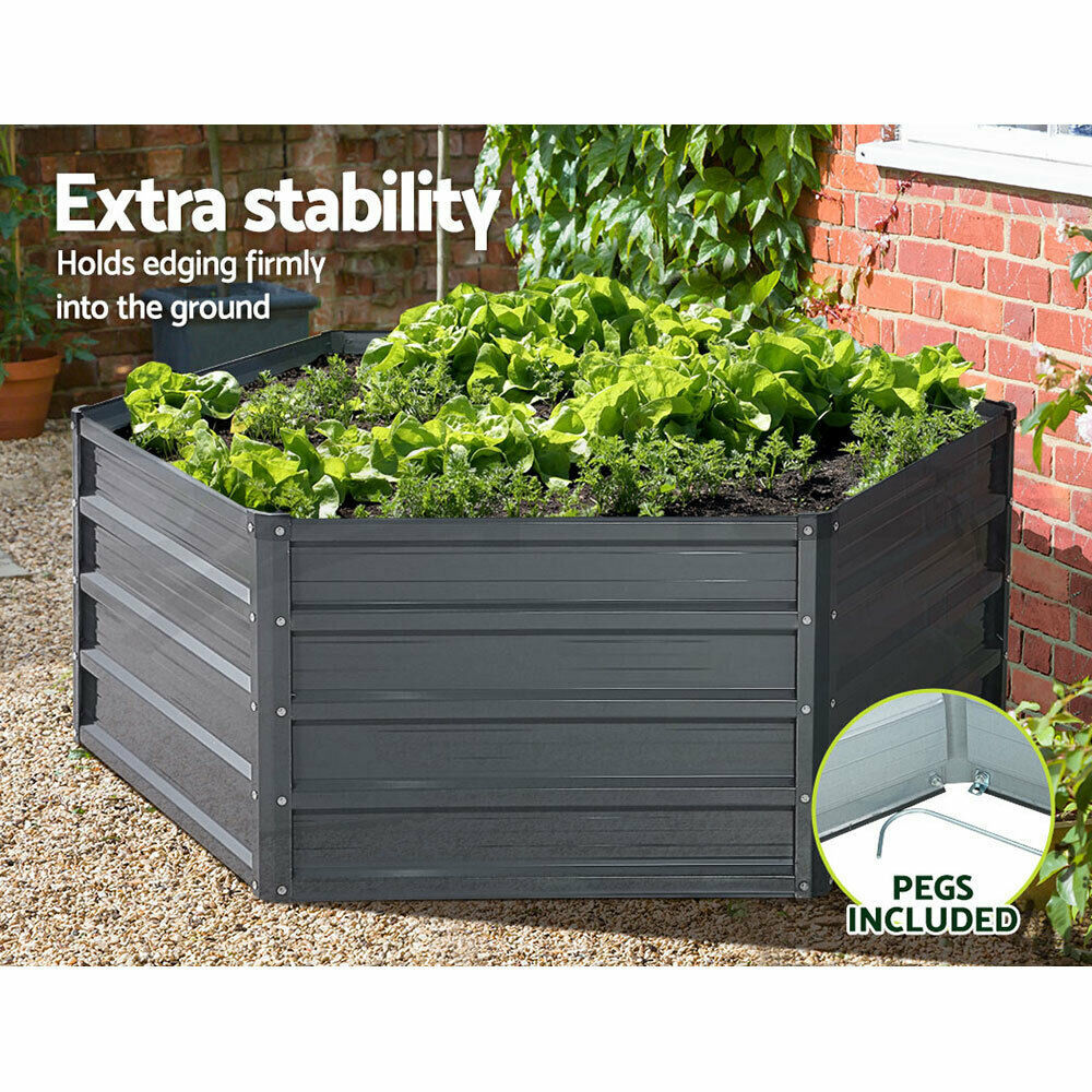 Greenfingers Garden Bed 2x Galvanised Steel Raised Planter 130 x 130 x 46cm - Bright Tech Home