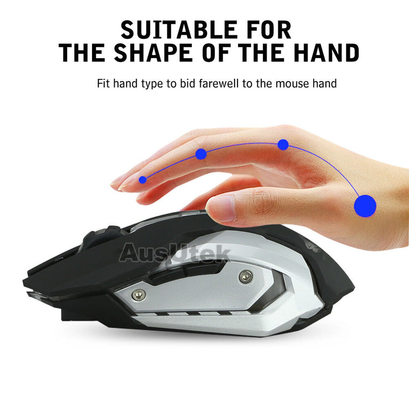 2.4GHz Wireless Rechargeable USB Optical Ergonomic LED Light Gaming Mouse - Bright Tech Home