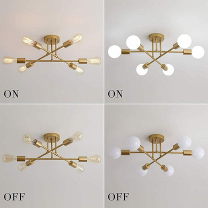 NEW Modern Brass 6 Heads LED Chandelier Pendant Lighting Creative Ceiling Lights - Bright Tech Home