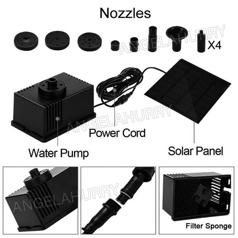 180L/H Solar Fountain Pump Kit Water Pump For Pool Pond Garden Sponge Filter NEW - Bright Tech Home